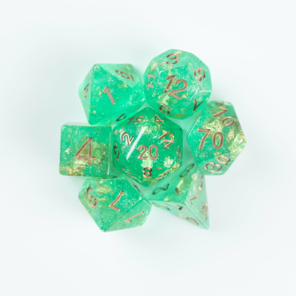 green wedding dice on white background