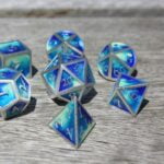 metal water dice blue and silver
