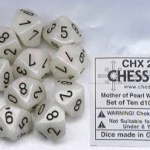 OOP Chessex Mother of Pearl White with Black