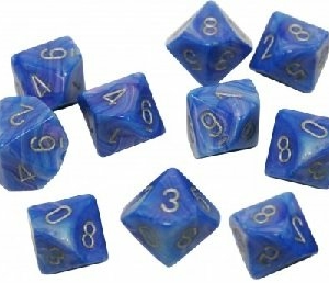 OOP Chessex Mother of Pearl Blue and Silver