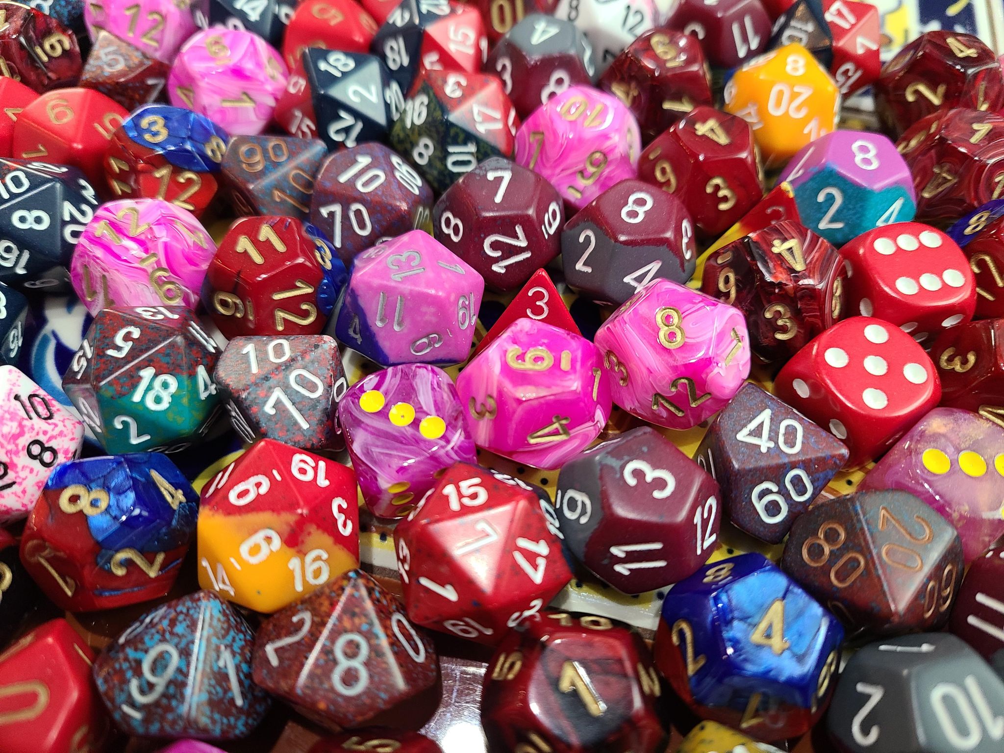 3 ounces assorted PURPLE dice from Pound-O-Dice Pound Dice Chessex BY COLOR 